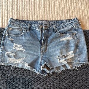 American Eagle Outfitters Blue Distressed Jean Shorts